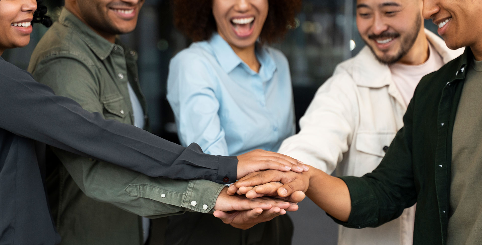 Partners with the hands in the middle